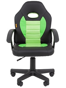 Детское компьютерное кресло CHAIRMAN KIDS 111, экокожа, черный/зеленый